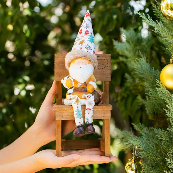 デバリエ クリスマス サンタクロース トムテ北欧の妖精 オシャレ インテリア クリスマスオーナメント お部屋のアクセント 飾り ユールトムテ（サンタクロース1組 椅子1組 セット品） (ステッキサンタｍ)btm-114s