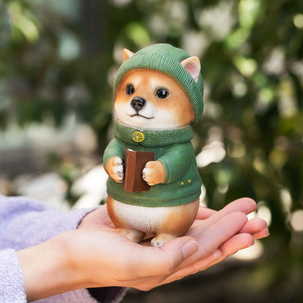 [デバリエ] フィギュア イヌ 柴犬 置物 インテリア ガーデニング オーナメント レジン製 ニット帽 誕生日プレゼント 女性 ギフト 最適なプレゼント [正規品] cb014c