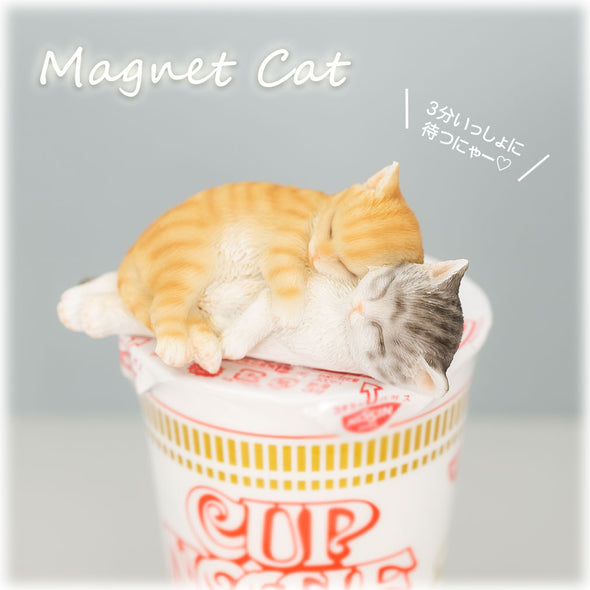 [ファンシー] 猫 茶トラ サバトラ ネコ好き 誕生日プレゼント 女性 男性 動物 好き カップラーメン おもしろ アイデアグッズ マグネット 冷蔵庫 寝室 キッチン オフィス (おやすみy)cb018