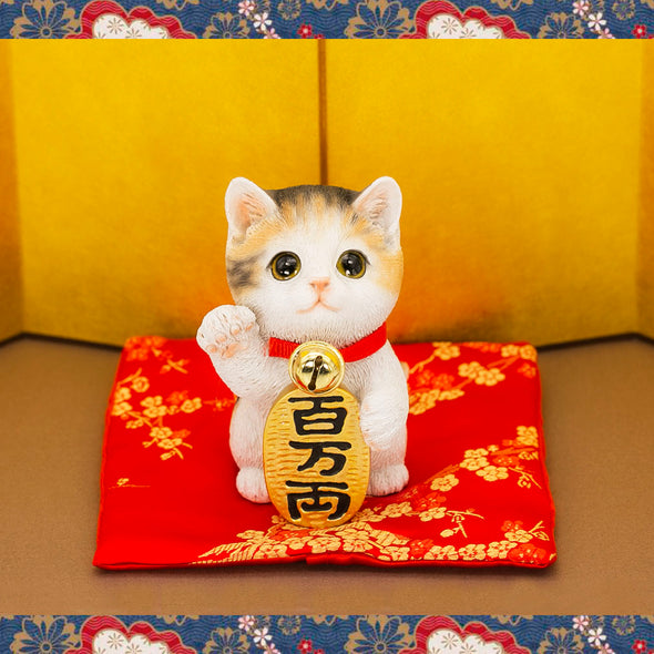 [デバリエ] 招き猫 猫 置物 癒し 商売繁盛 厄除け 病除け 開運 金運アップ 福を招く 玄関 飲食店 開店祝い 飾り物 誕生日 記念日 クリスマス 新年 プレゼント 雑貨 オブジェ (百万両三毛猫)cb039m