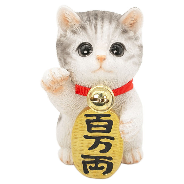 [デバリエ] 招き猫 猫 置物 癒し 商売繁盛 厄除け 病除け 開運 金運アップ 福を招く 玄関 飲食店 開店祝い 飾り物 誕生日 記念日 クリスマス 新年 プレゼント 雑貨 オブジェ (百万両サバトラ)cb039w