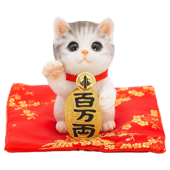 [デバリエ] 招き猫 猫 置物 癒し 商売繁盛 厄除け 病除け 開運 金運アップ 福を招く 玄関 飲食店 開店祝い 飾り物 誕生日 記念日 クリスマス 新年 プレゼント 雑貨 オブジェ (百万両サバトラ)cb039w