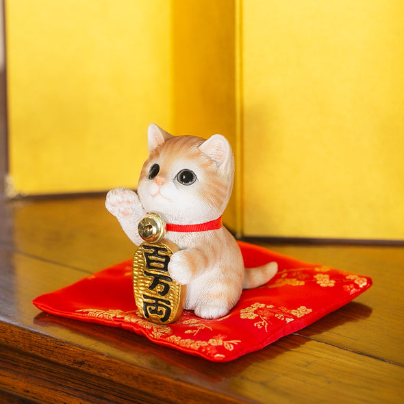 [デバリエ] 招き猫 猫 置物 癒し 商売繁盛 厄除け 病除け 開運 金運アップ 福を招く 玄関 飲食店 開店祝い 飾り物 誕生日 記念日 クリスマス 新年 プレゼント 雑貨 オブジェ (百万両茶トラ)cb039y