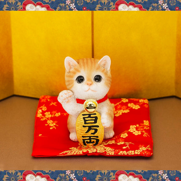 [デバリエ] 招き猫 猫 置物 癒し 商売繁盛 厄除け 病除け 開運 金運アップ 福を招く 玄関 飲食店 開店祝い 飾り物 誕生日 記念日 クリスマス 新年 プレゼント 雑貨 オブジェ (百万両茶トラ)cb039y