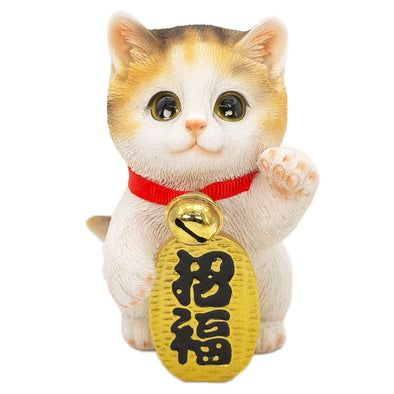 [デバリエ] 招き猫 猫 置物 癒し 商売繁盛 厄除け 病除け 開運 金運アップ 福を招く 玄関 飲食店 開店祝い 飾り物 誕生日 記念日 クリスマス 新年 プレゼント 雑貨 オブジェ (招福三毛猫)cb040m
