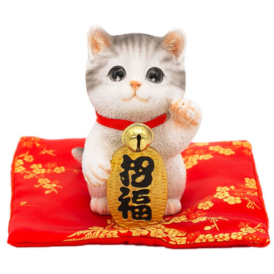 [デバリエ] 招き猫 猫 置物 癒し 商売繁盛 厄除け 病除け 開運 金運アップ 福を招く 玄関 飲食店 開店祝い 飾り物 誕生日 記念日 クリスマス 新年 プレゼント 雑貨 オブジェ (招福サバトラ)cb040w
