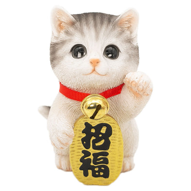 [デバリエ] 招き猫 猫 置物 癒し 商売繁盛 厄除け 病除け 開運 金運アップ 福を招く 玄関 飲食店 開店祝い 飾り物 誕生日 記念日 クリスマス 新年 プレゼント 雑貨 オブジェ (招福サバトラ)cb040w