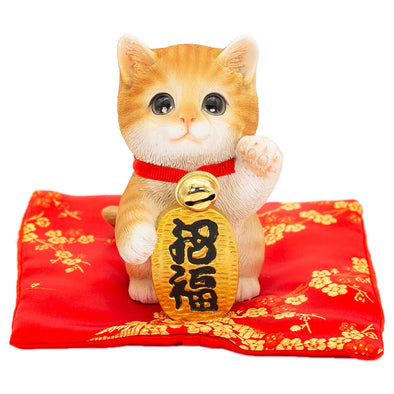 [デバリエ] 招き猫 猫 置物 癒し 商売繁盛 厄除け 病除け 開運 金運アップ 福を招く 玄関 飲食店 開店祝い 飾り物 誕生日 記念日 クリスマス 新年 プレゼント 雑貨 オブジェ (招福茶トラ)