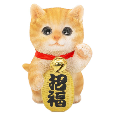 [デバリエ] 招き猫 猫 置物 癒し 商売繁盛 厄除け 病除け 開運 金運アップ 福を招く 玄関 飲食店 開店祝い 飾り物 誕生日 記念日 クリスマス 新年 プレゼント 雑貨 オブジェ (招福茶トラ)