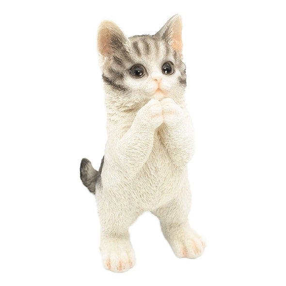 [デバリエ] cn76 猫の置物 インテリア ガーデニング オーナメント 猫 好き な 人 へ の プレゼント 誕生日プレゼント 女性 レジン製 ギフト 最適なプレゼント (おねがいサバトラ)