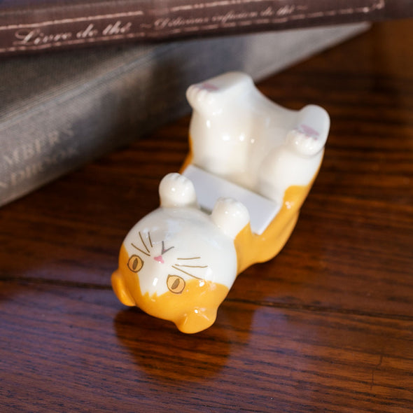 [デバリエ] 猫の置物 スマホスタンド スコティッシュ 誕生日プレゼント レジン製 ギフト スマフォホルダー 最適なプレゼント 【正規品】se-p23-0742