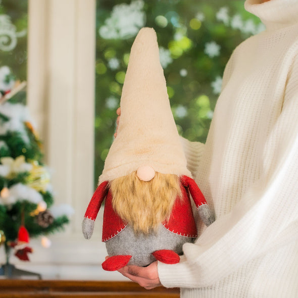 [デバリエ]トムテ クリスマス 北欧の妖精 42cm ビッグサイズ サンタクロース オシャレ インテリア クリスマスオーナメント お部屋のアクセント 飾り ユールトムテ (ベージュ)xwa04-be