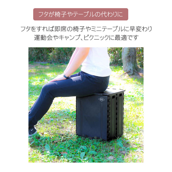 [デバリエ] 折りたたみ椅子 収納ボックス フォールディングストレージスツール 320 × 275 × 375mm アウトドア 踏み台 収納付き スツールケース (ブラック)bzl-29-bk