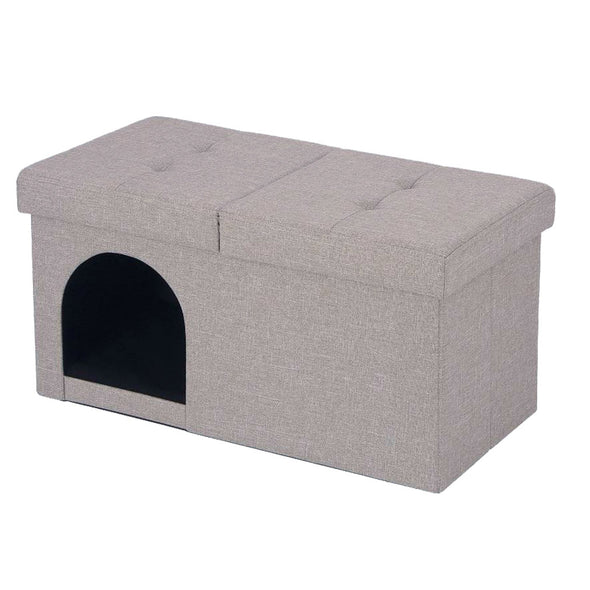 [ギフトショップ ファンシー] ペットハウスス 猫 ハウス 犬 ハウス ツール 収納スツール 30×60cm (長方形ライトグレー) bzl-41-lg