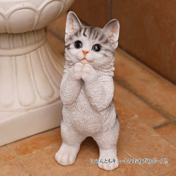 デバリエ ca76【正規品】猫の置物 サバトラ レジン製 ギフト 最適なプレゼント