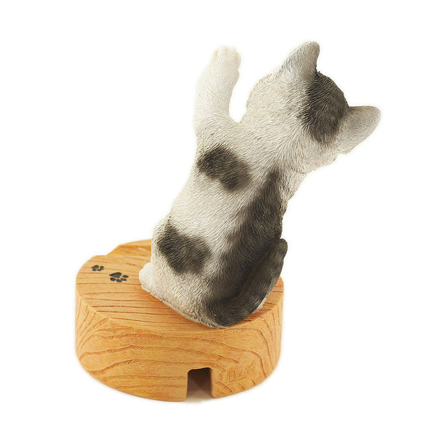 デバリエ ca218【正規品】猫の置物 サバトラ スマホスタンド レジン製 ギフト 最適なプレゼント