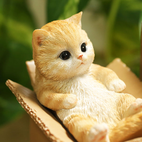 デバリエ ca237【正規品】猫の置物 茶トラ 小物入れ レジン製 ギフト 最適なプレゼント (あおむけ茶トラ)