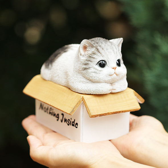 デバリエ ca238【正規品】猫の置物 サバトラ 小物入れ レジン製 ギフト 最適なプレゼント (うつ伏せサバトラ)
