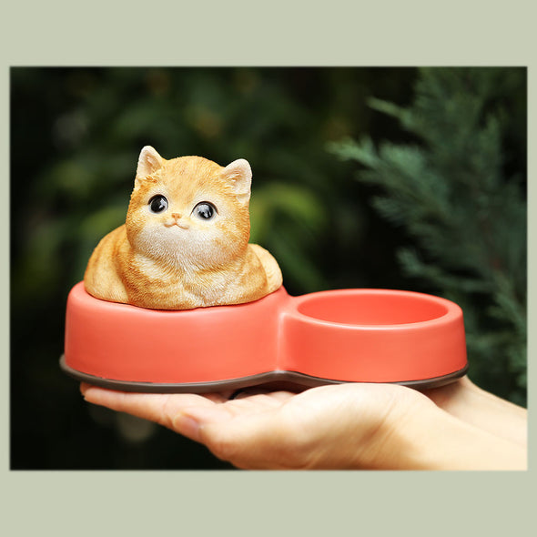デバリエ ca241y【正規品】猫の置物 茶トラ 小物入れ レジン製 ギフト 最適なプレゼント (餌箱茶トラ)