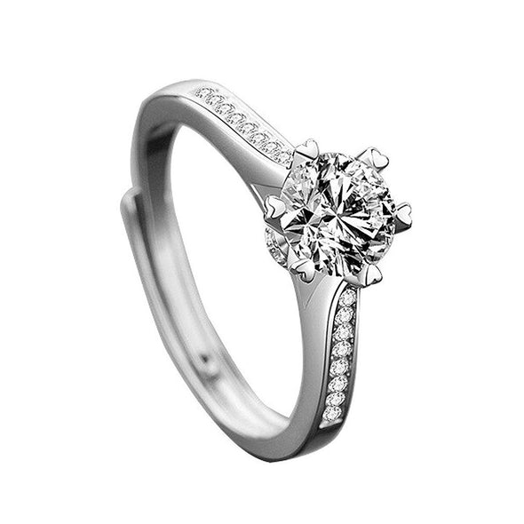 [ジュエリーギフト・デバリエ] ri68 婚約指輪 エンゲージリング 誕生日プレゼント モアサナイトダイアモンド フリーサイズ シルバー