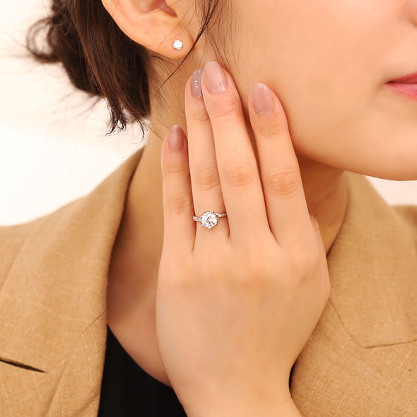 [デバリエ] ri75 指輪 ファッションリング 誕生日プレゼント 女性 人気 レディース モアサナイト ダイヤモンド デザインリング シンプル フリーサイズ シルバー