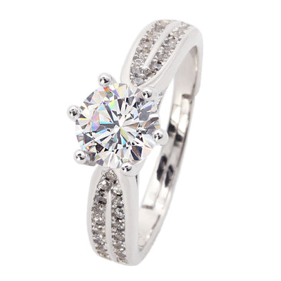 [デバリエ] ri79 指輪 ファッションリング 誕生日プレゼント 女性 人気 レディース モアサナイト ダイヤモンド デザインリング シンプル フリーサイズ シルバー