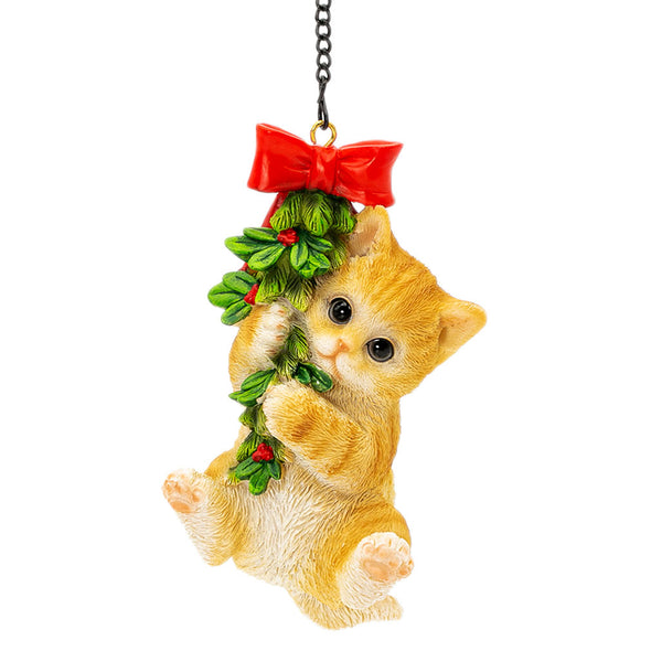 [デバリエ]  猫 置物 茶トラ サンタ 吊るす 幅6.2×奥6.2×高12.5cm クリスマス ギフト オブジェ[正規品] (茶トラネコ 茶)xn-10 a