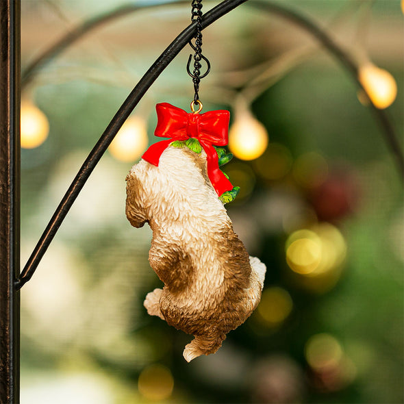 [デバリエ]  犬 置物 シーズー サンタ 吊るす 幅6×奥5.5×高12cm クリスマス ギフト オブジェ[正規品](シーズー 白)xn-10b