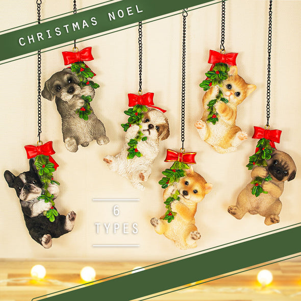 [デバリエ]   犬 置物 フレンチブル サンタ 吊るす 幅6.9×奥5.5×高12.5cm クリスマス ギフト オブジェ[正規品] (フレンチブルドッグ 黒) xn-10e