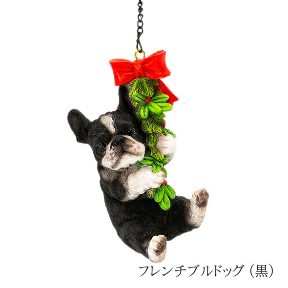 [デバリエ]   犬 置物 フレンチブル サンタ 吊るす 幅6.9×奥5.5×高12.5cm クリスマス ギフト オブジェ[正規品] (フレンチブルドッグ 黒) xn-10e