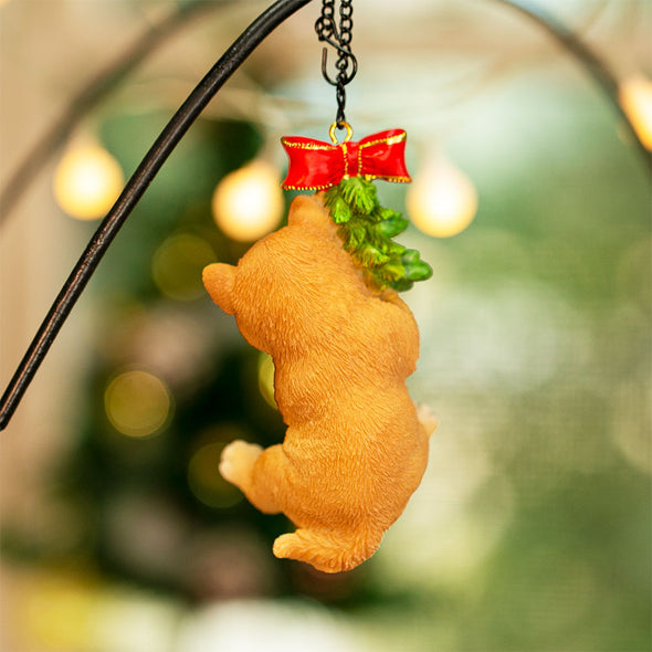 [デバリエ]   犬 置物 柴犬 サンタ 吊るす 幅6.3×奥6.2×高12.5cm クリスマス ギフト オブジェ[正規品] (柴犬 茶)xn-10g